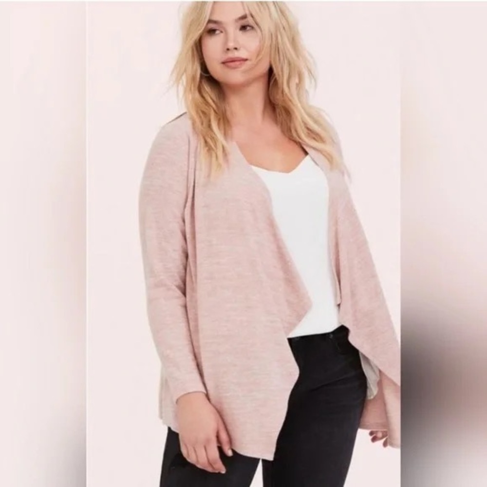 Torrid Soft Pink Super Soft Plush Open Front Cardigan